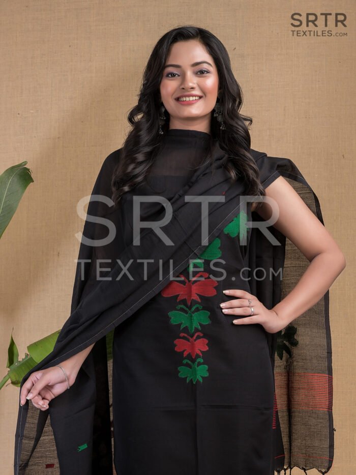 Cotton Unstitched Jamdani Suit Elegant 2-Piece Set