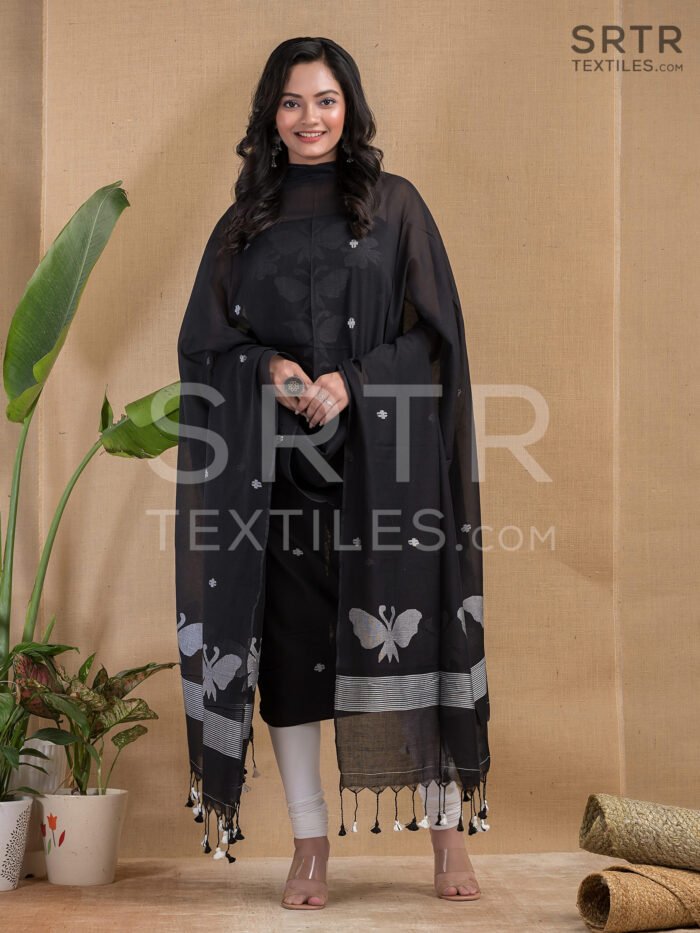 Cotton Unstitched Jamdani Suit Elegant 2-Piece Set