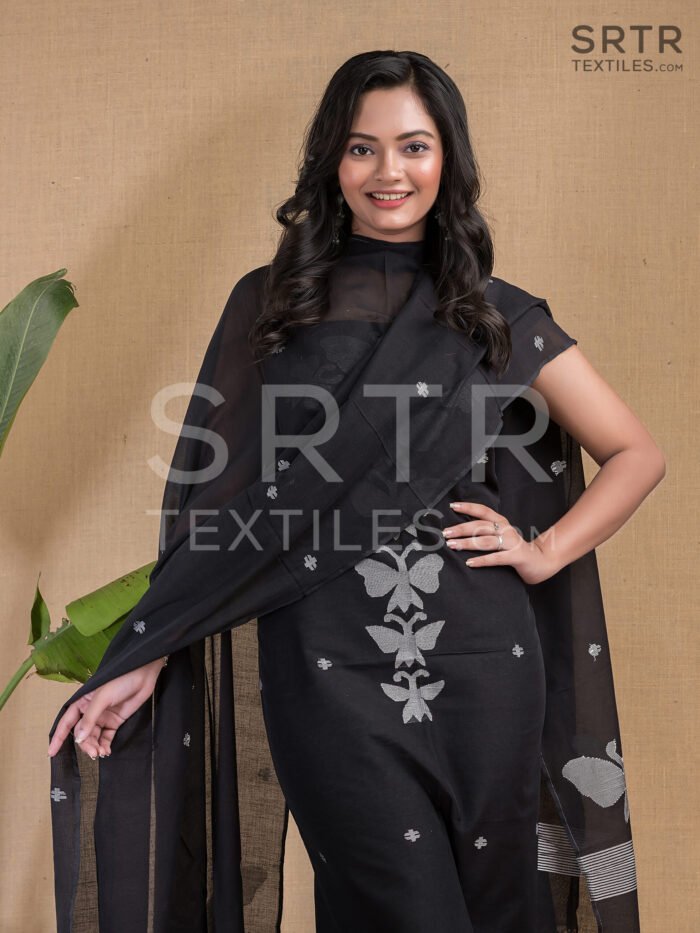 Cotton Unstitched Jamdani Suit Elegant 2-Piece Set