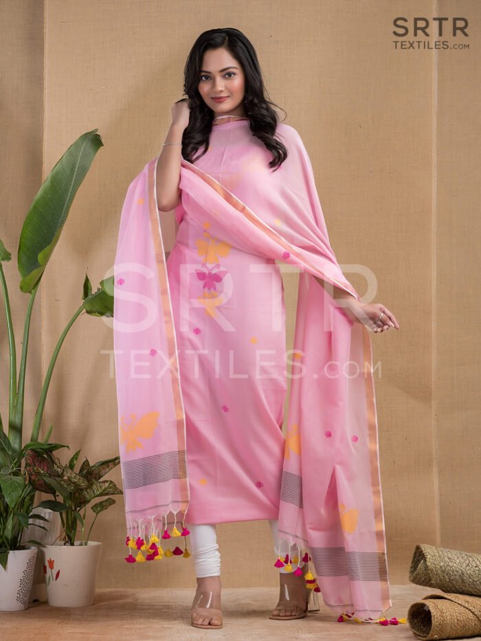 Alternative view of Pure Cotton Jamdani Suit (UNSTITCHED) – Elegant 2-Piece Set