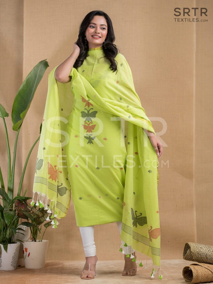 Alternative view of Pure Cotton Jamdani Suit (UNSTITCHED) – Elegant 2-Piece Set