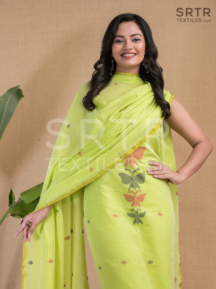 Cotton Unstitched Jamdani Suit Elegant 2-Piece Set