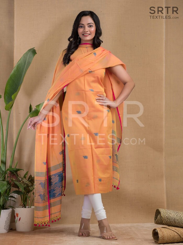 Cotton Unstitched Jamdani Suit Elegant 2-Piece Set