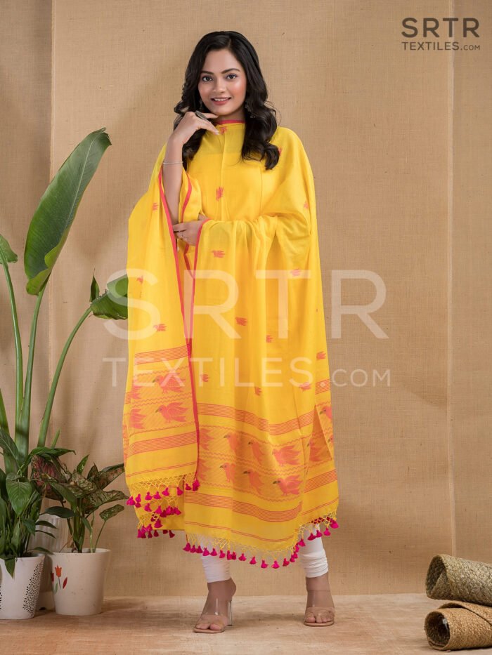 Cotton Unstitched Jamdani Suit Elegant 2-Piece Set