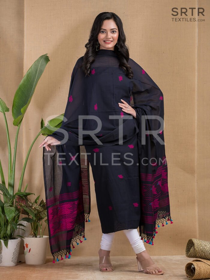 Cotton Unstitched Jamdani Suit Elegant 2-Piece Set