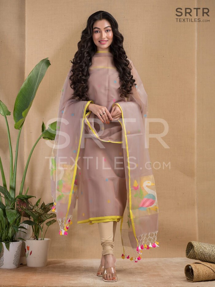 Alternative view of Muslin Unstitched Jamdani Suit – Elegant 2-Piece Set