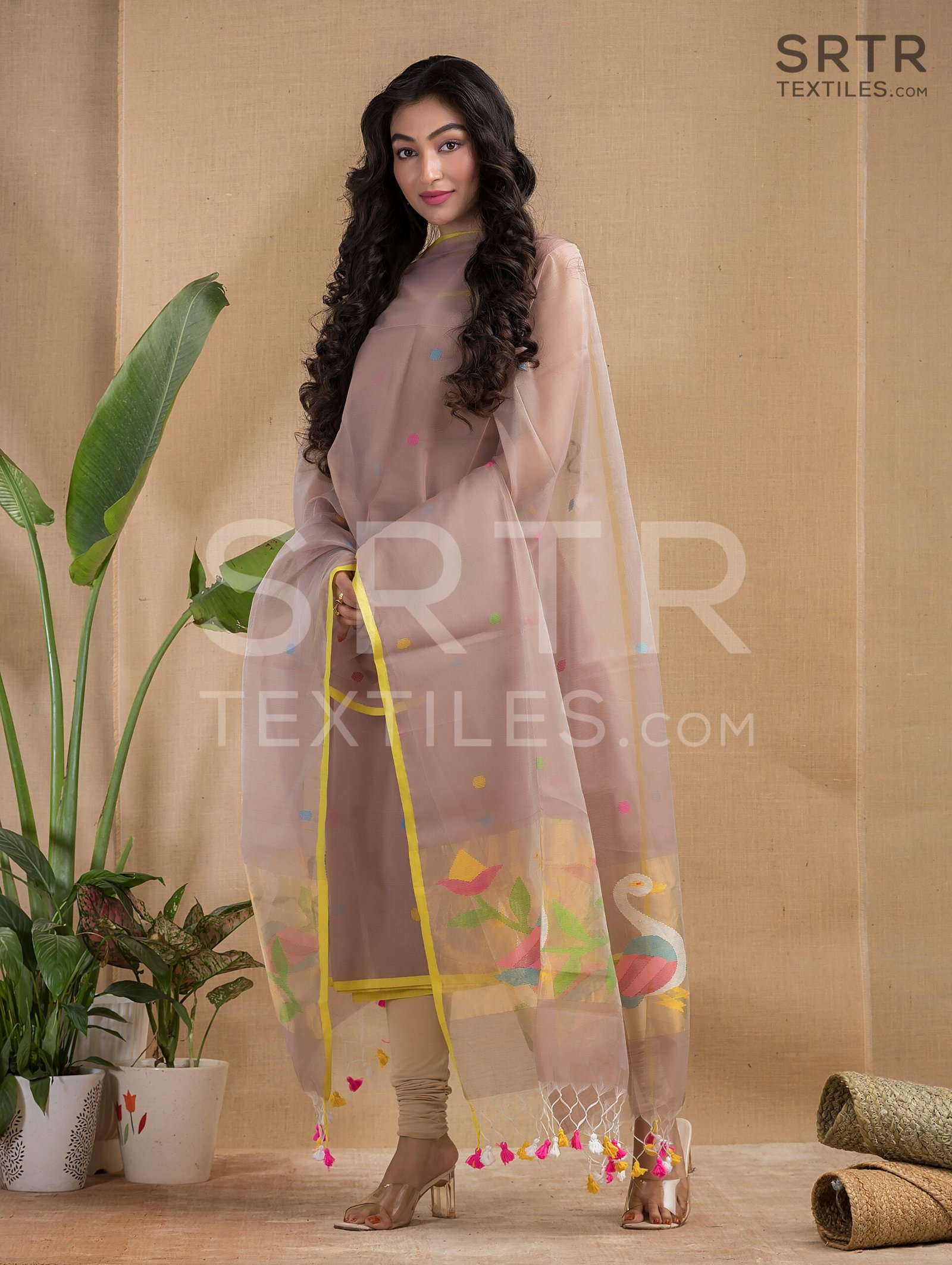 Muslin Unstitched Jamdani Suit – Elegant 2-Piece Set