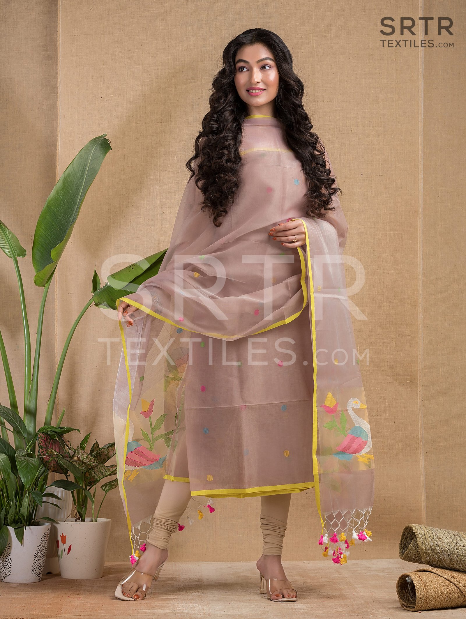 Muslin Unstitched Jamdani Suit – Elegant 2-Piece Set - Image 3
