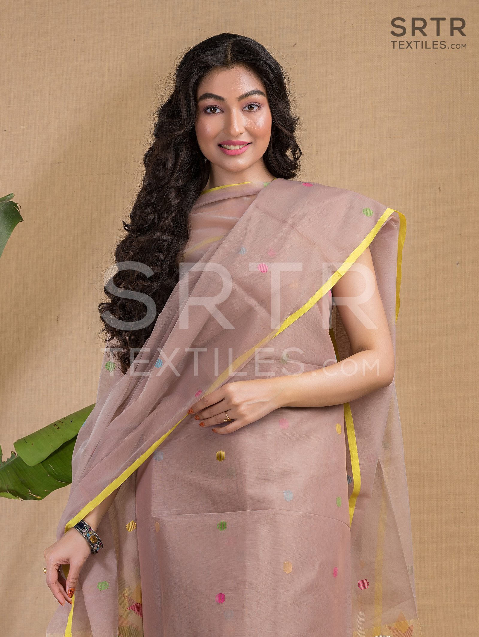 Muslin Unstitched Jamdani Suit – Elegant 2-Piece Set