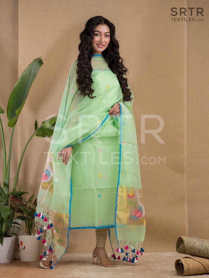 Muslin Unstitched Jamdani Suit – Elegant 2-Piece Set