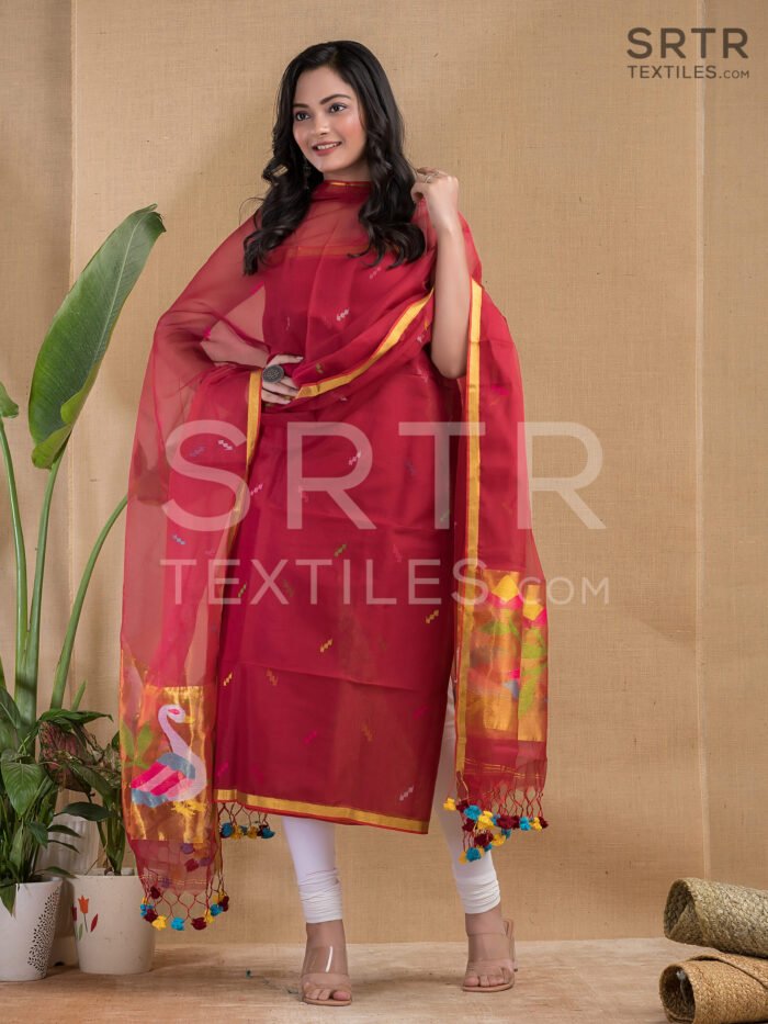 Muslin Unstitched Jamdani Suit – Elegant 2-Piece Set