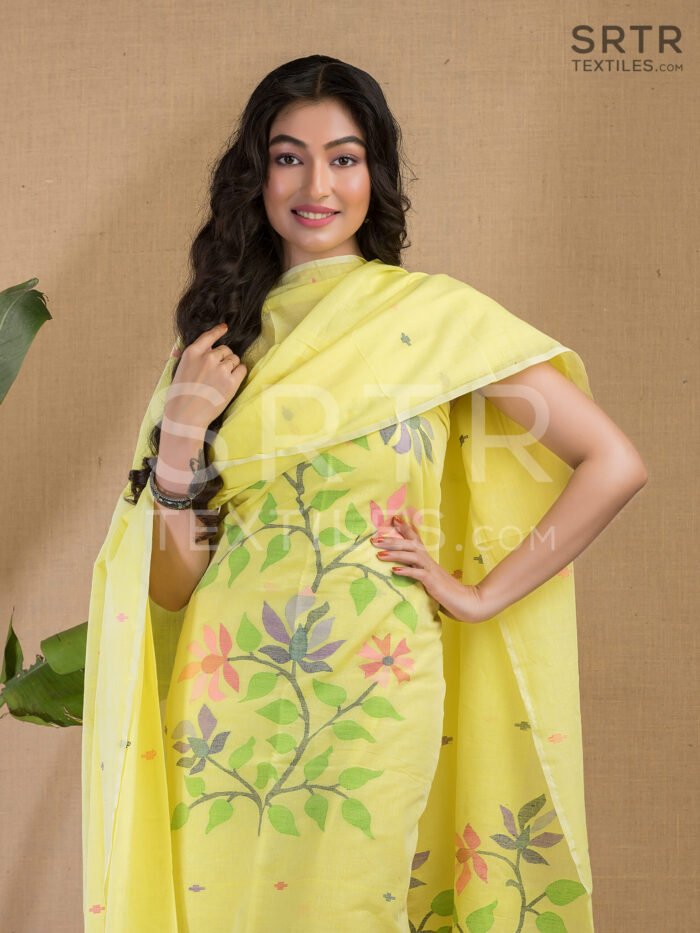 Cotton Unstitched Jamdani Suit Elegant 2-Piece Set