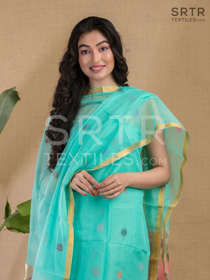 Alternative view of Muslin Jamdani Suit (UNSTITCHED) – Elegant 2-Piece Set