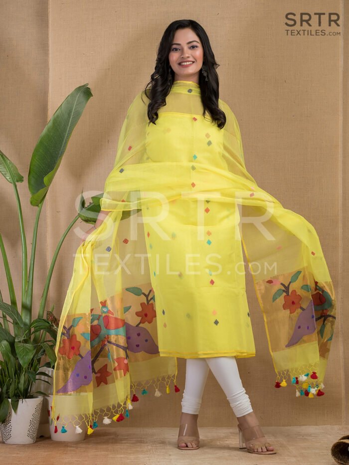 Muslin Unstitched Jamdani Suit – Elegant 2-Piece Set