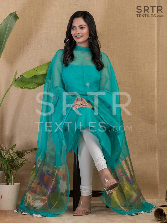 Muslin Unstitched Jamdani Suit – Elegant 2-Piece Set