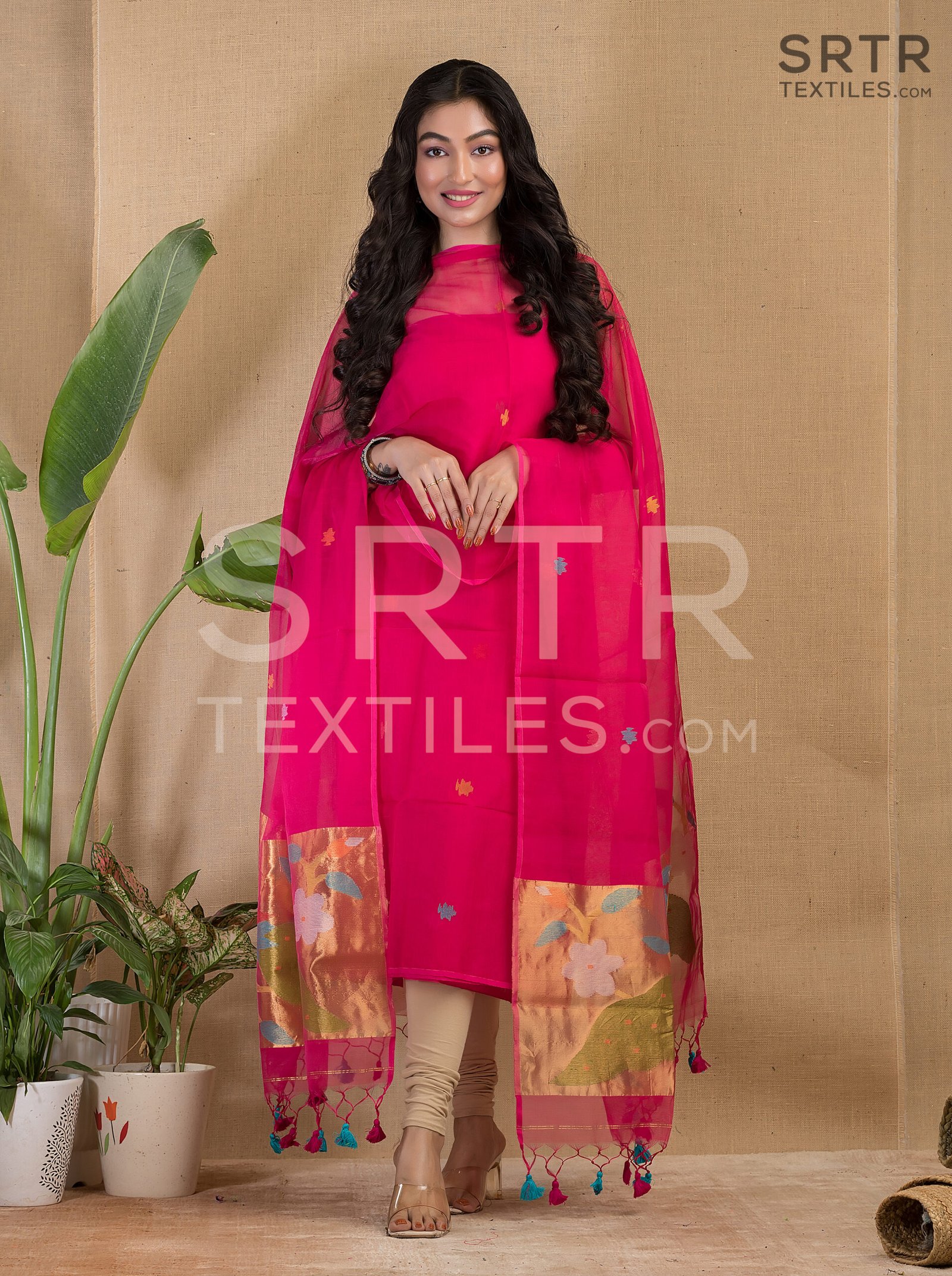 Muslin Unstitched Jamdani Suit – Elegant 2-Piece Set - Image 3