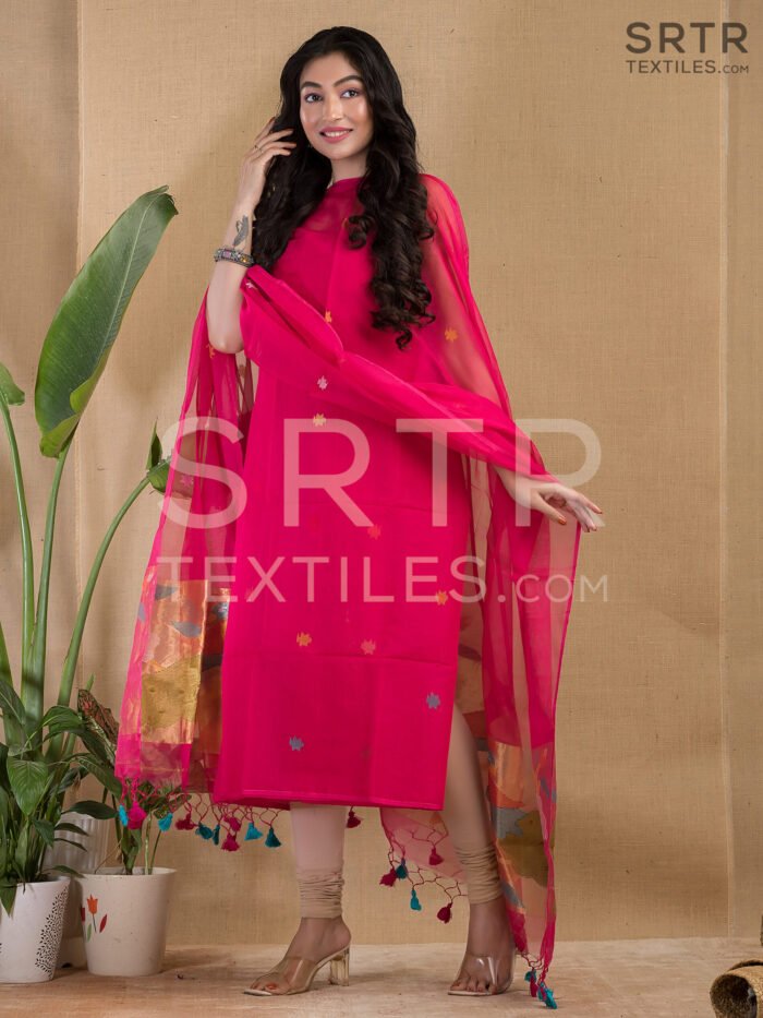 Alternative view of Muslin Unstitched Jamdani Suit – Elegant 2-Piece Set