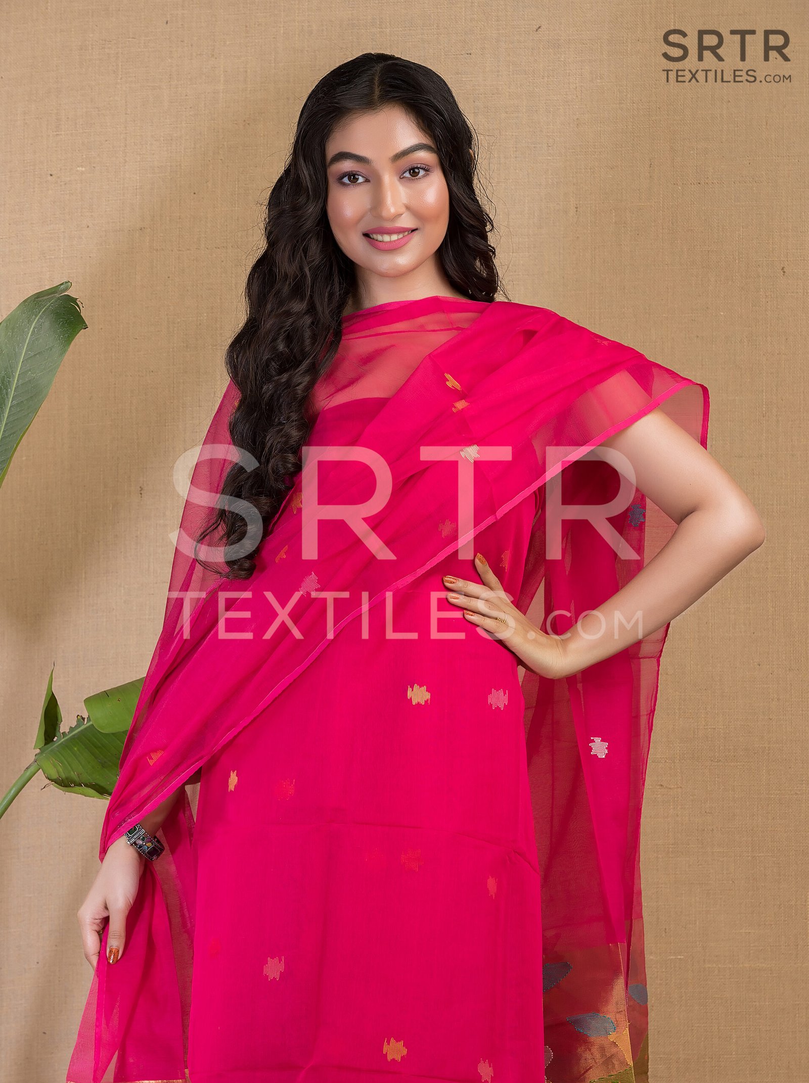 Muslin Unstitched Jamdani Suit – Elegant 2-Piece Set