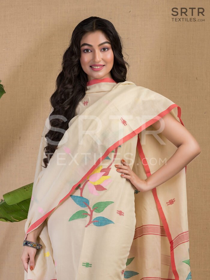 Cotton Unstitched Jamdani Suit Elegant 2-Piece Set