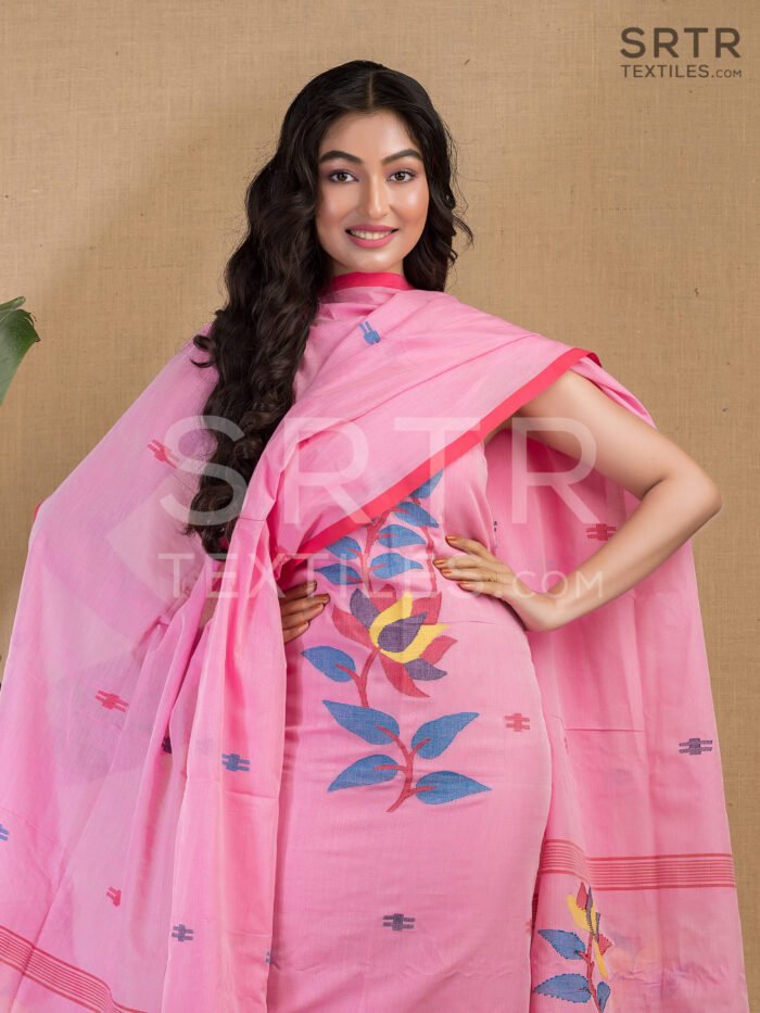 Cotton Unstitched Jamdani Suit Elegant 2-Piece Set