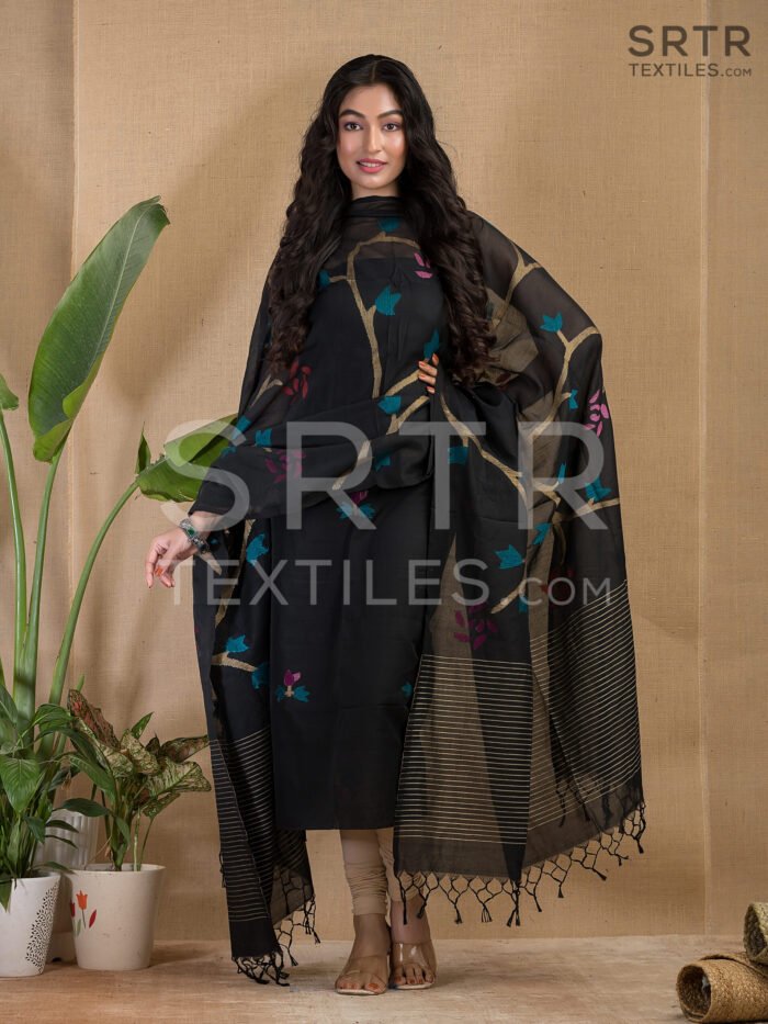 Cotton Unstitched Jamdani Suit Elegant 2-Piece Set