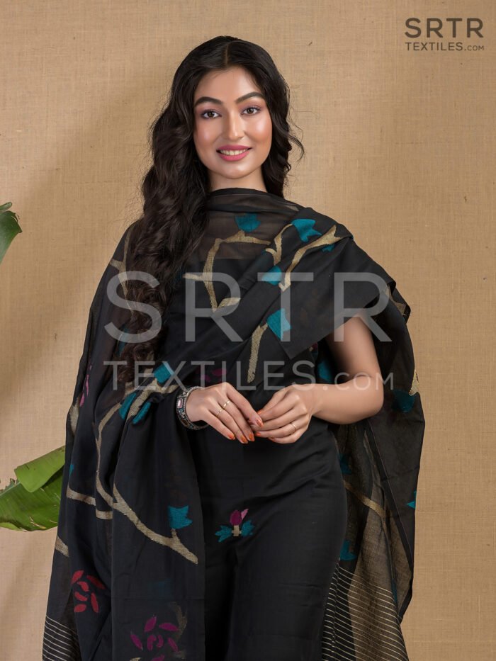 Cotton Unstitched Jamdani Suit Elegant 2-Piece Set