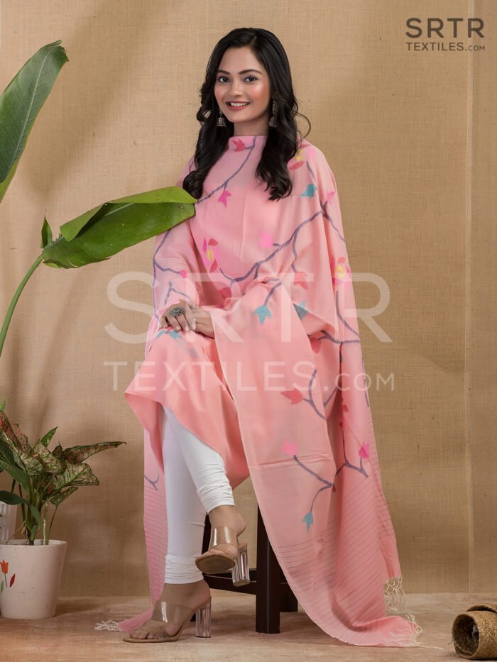 Cotton Unstitched Jamdani Suit Elegant 2-Piece Set