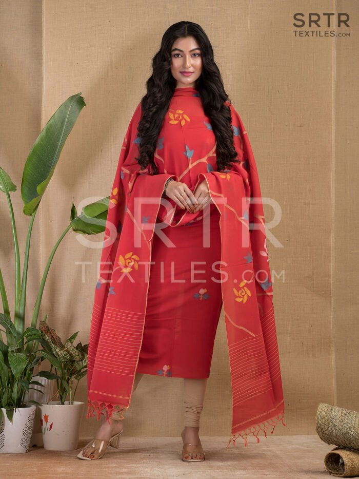 Alternative view of Pure Cotton Jamdani Suit (UNSTITCHED) – Elegant 2-Piece Set