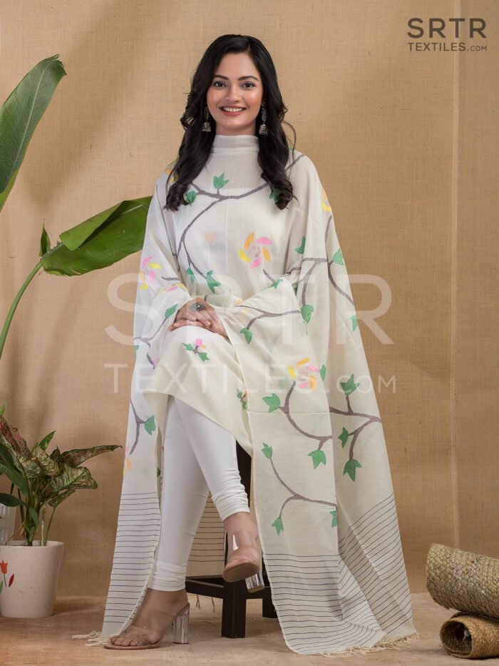 Cotton Unstitched Jamdani Suit Elegant 2-Piece Set