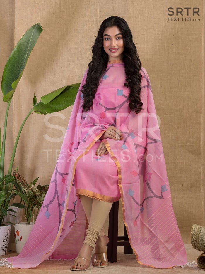 Alternative view of Pure Cotton Jamdani Suit (UNSTITCHED) – Elegant 2-Piece Set