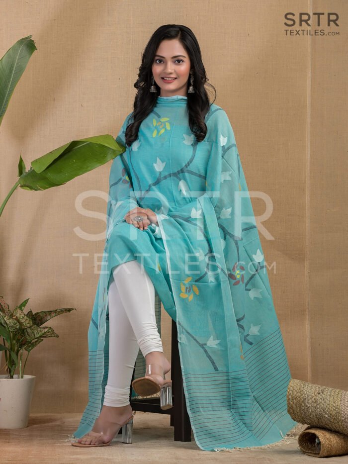Cotton Unstitched Jamdani Suit Elegant 2-Piece Set