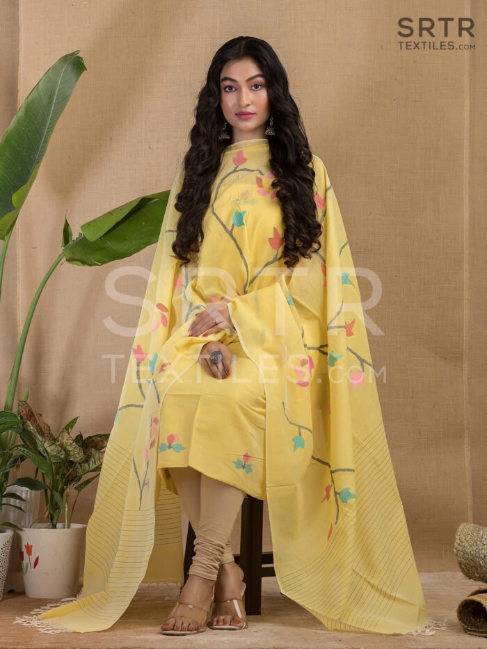 Alternative view of Pure Cotton Jamdani Suit (UNSTITCHED) – Elegant 2-Piece Set