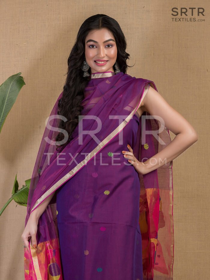 Alternative view of Muslin Unstitched Jamdani Suit – Elegant 2-Piece Set