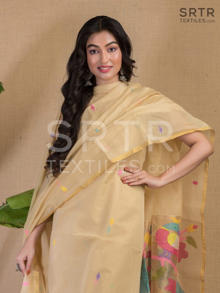 Alternative view of Muslin Unstitched Jamdani Suit – Elegant 2-Piece Set