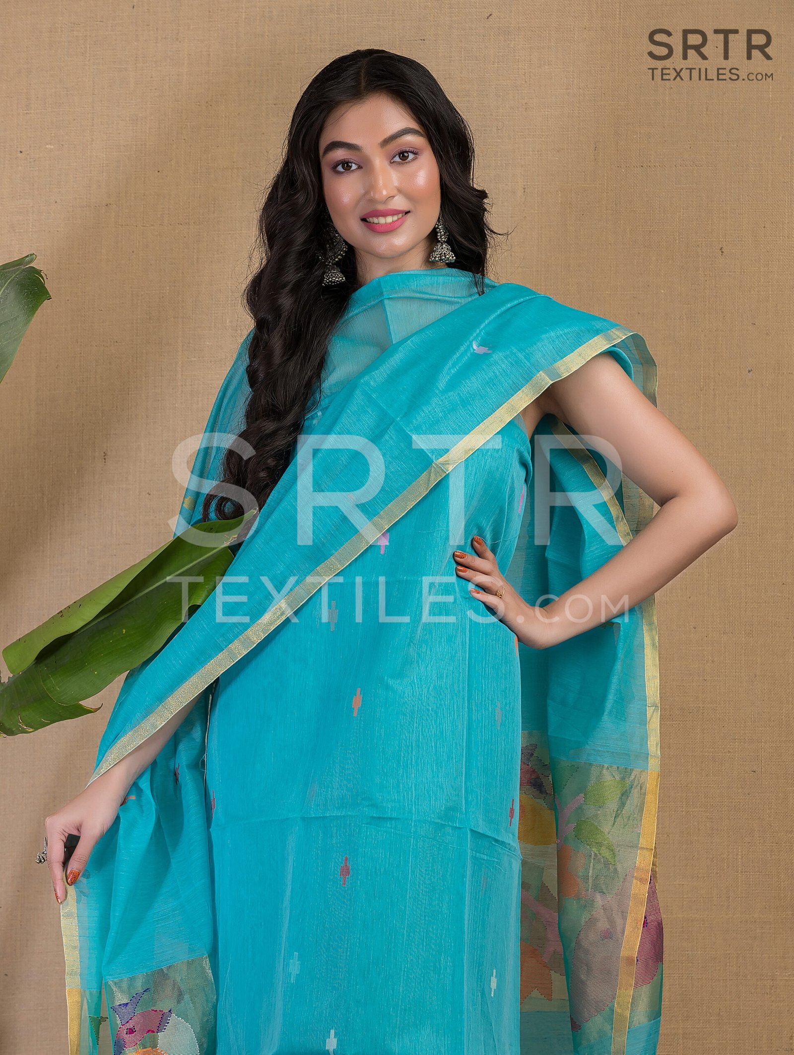 Muslin Unstitched Jamdani Suit – Elegant 2-Piece Set