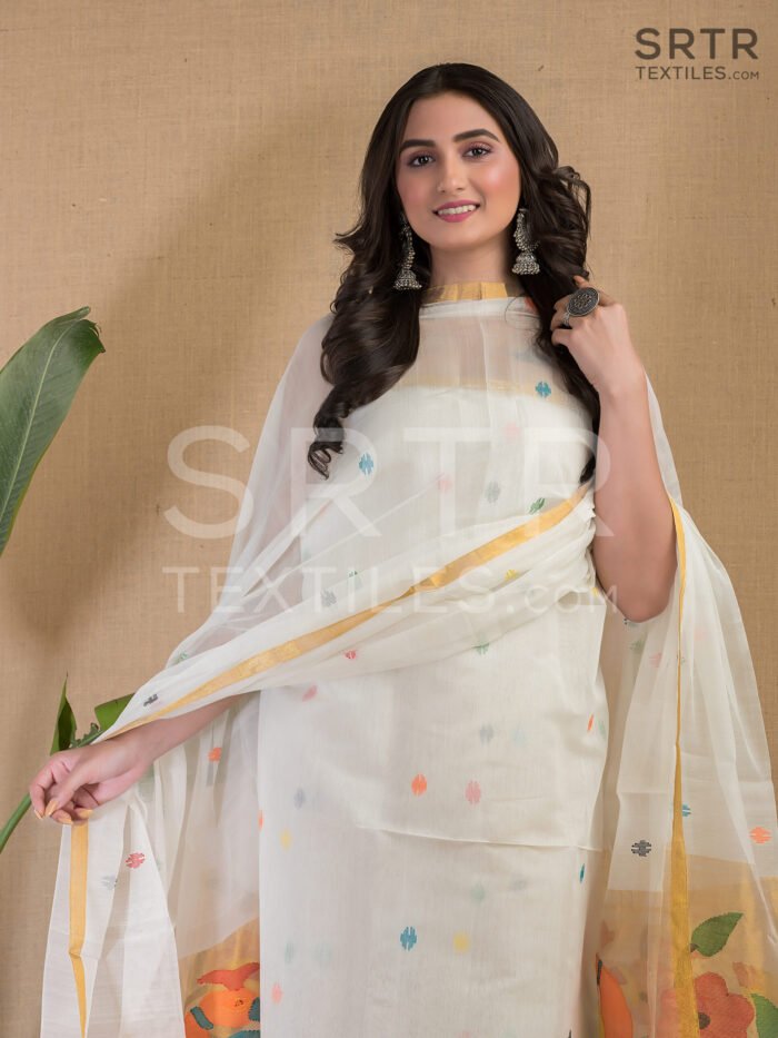 Alternative view of Muslin Unstitched Jamdani Suit (UNSTITCHED) – Elegant 2-Piece Set