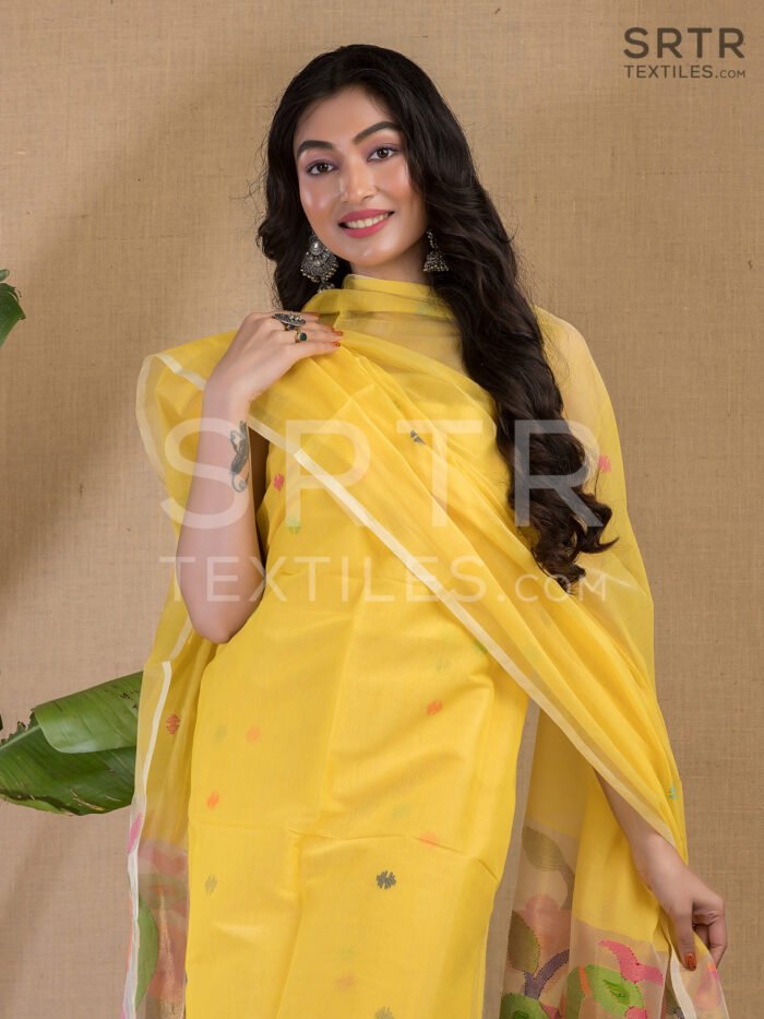 Alternative view of Muslin Unstitched Jamdani Suit – Elegant 2-Piece Set