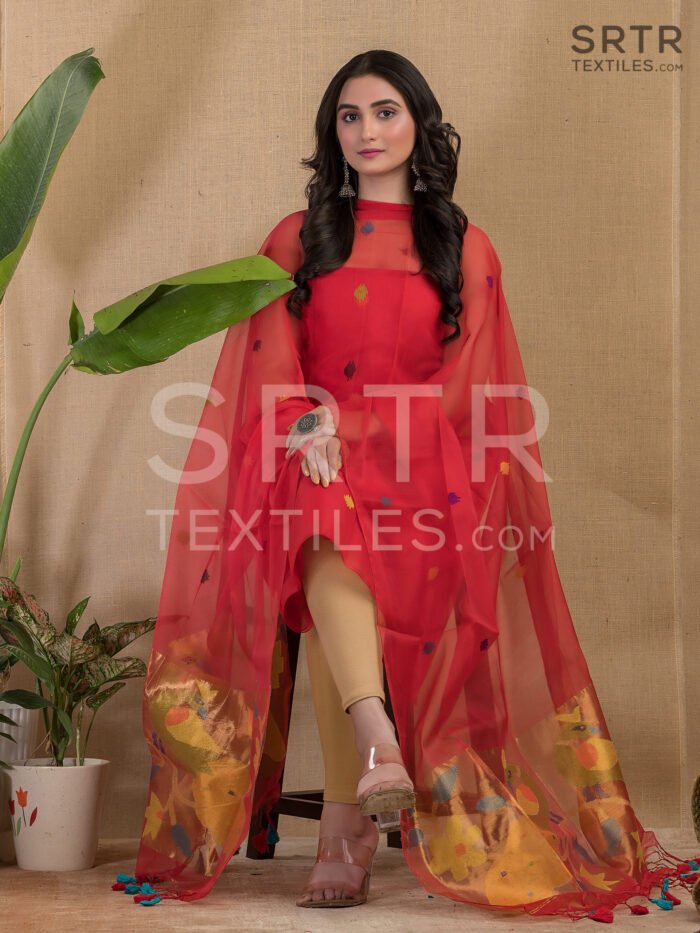 Muslin Unstitched Jamdani Suit – Elegant 2-Piece Set