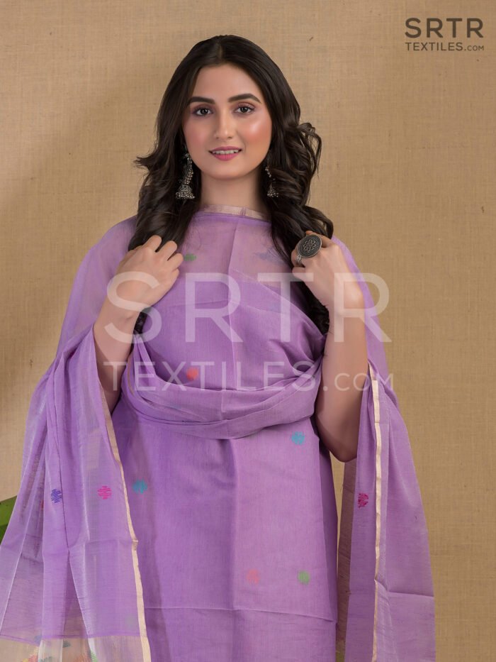 Alternative view of Muslin Unstitched Jamdani Suit – Elegant 2-Piece Set