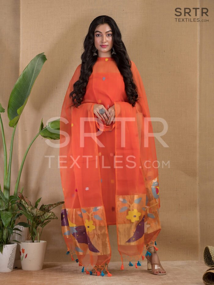 Alternative view of Muslin Unstitched Jamdani Suit – Elegant 2-Piece Set