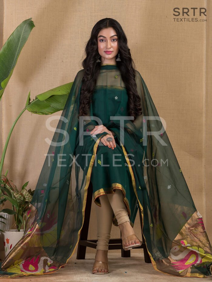 Muslin Unstitched Jamdani Suit – Elegant 2-Piece Set