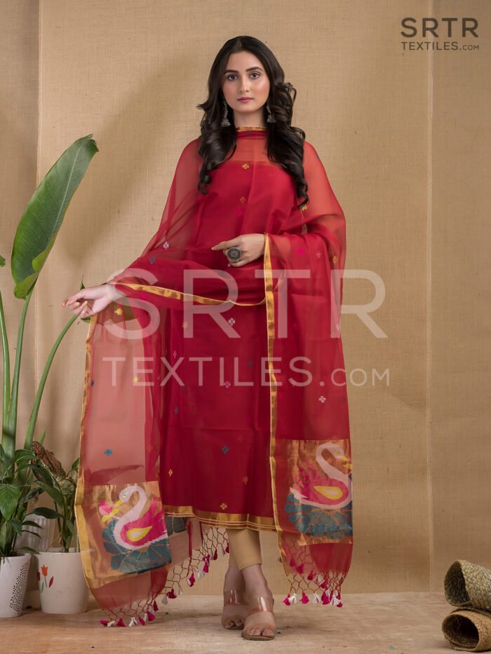 Muslin Unstitched Jamdani Suit – Elegant 2-Piece Set