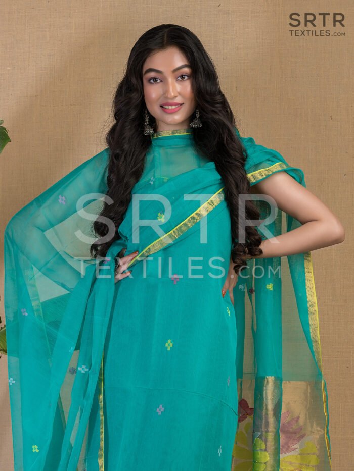 Alternative view of Muslin Unstitched Jamdani Suit – Elegant 2-Piece Set