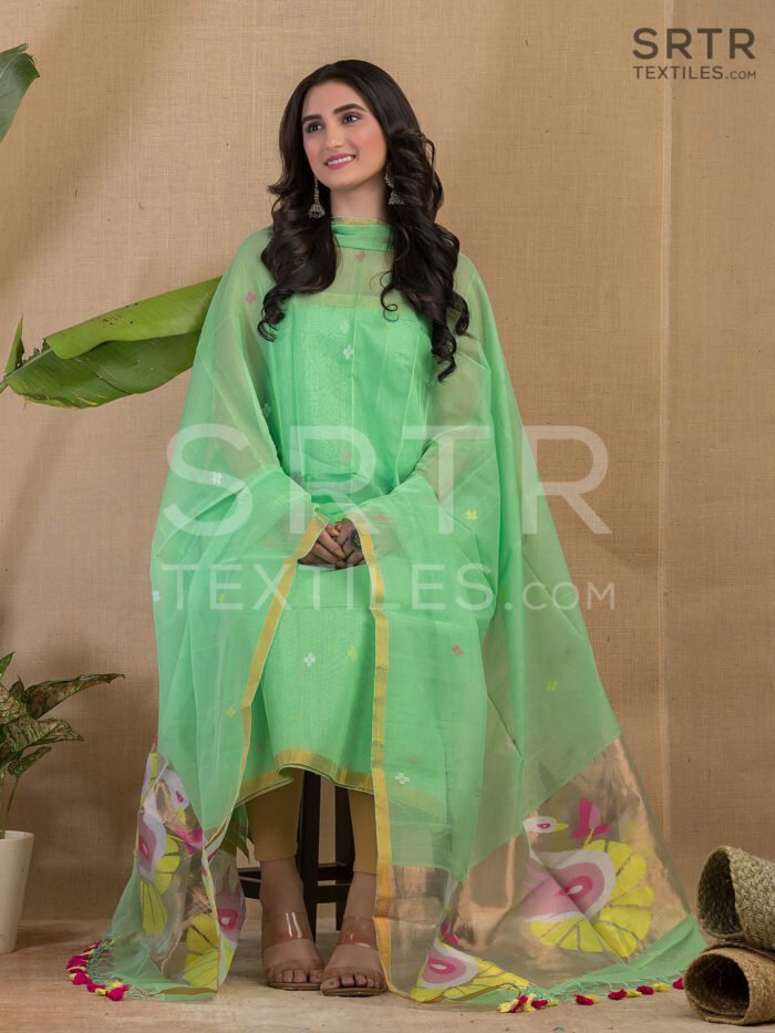 Alternative view of Muslin Unstitched Jamdani Suit – Elegant 2-Piece Set