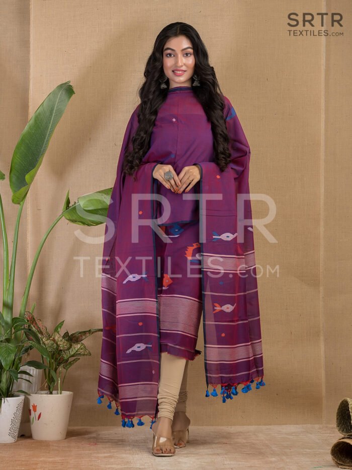 Alternative view of Pure Cotton Jamdani Suit (UNSTITCHED) – Elegant 2-Piece Set