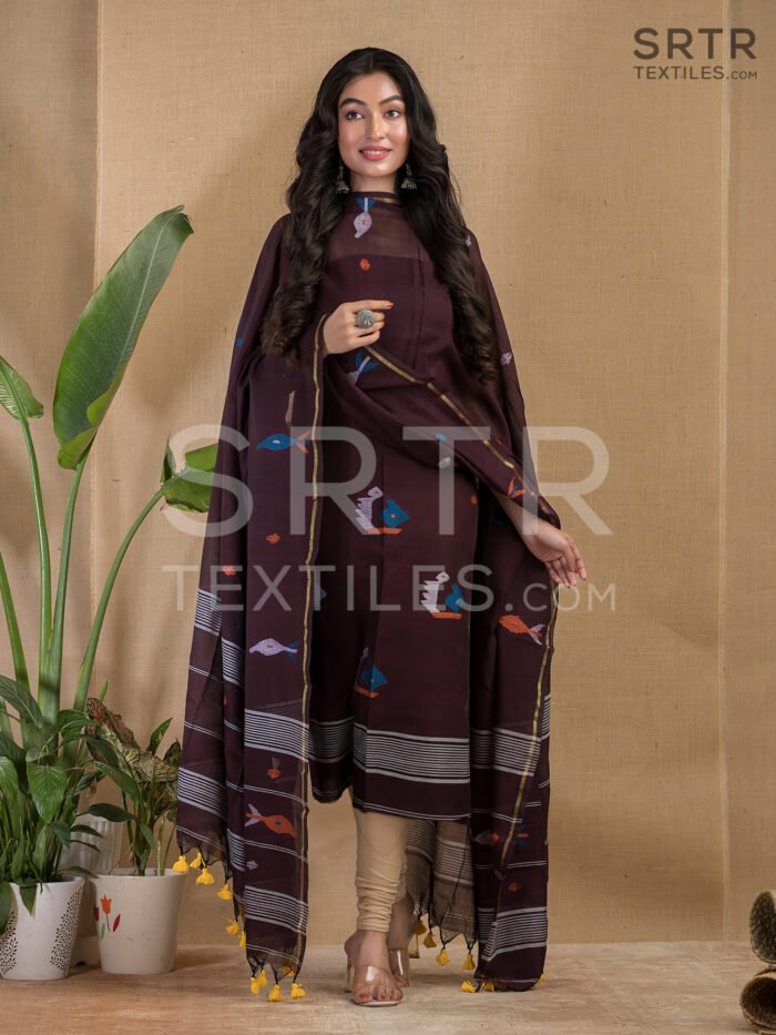 Alternative view of Pure Cotton Jamdani Suit (UNSTITCHED) – Elegant 2-Piece Set