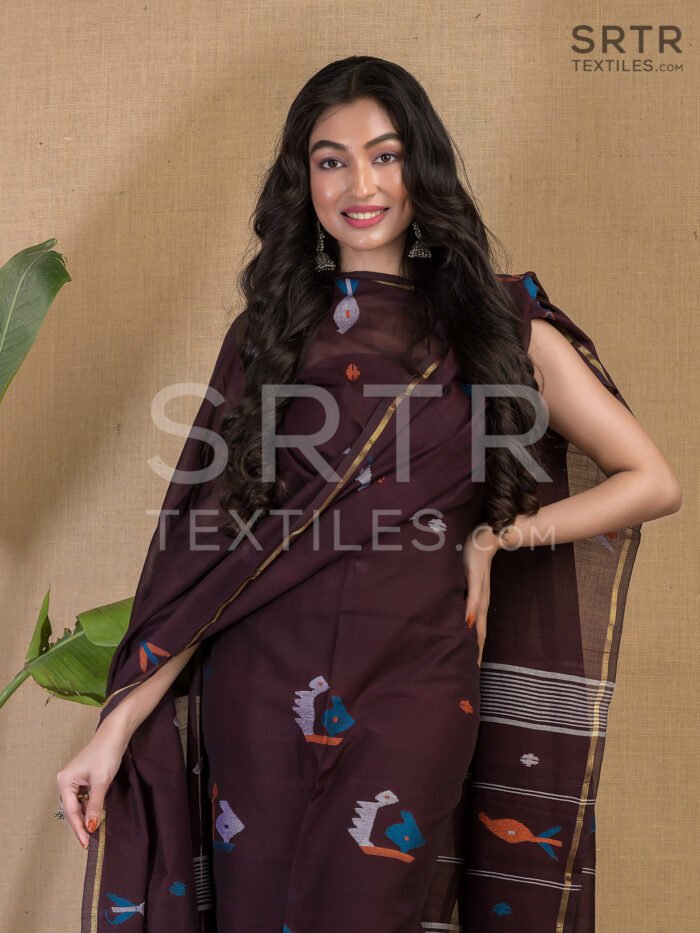 Cotton Unstitched Jamdani Suit Elegant 2-Piece Set