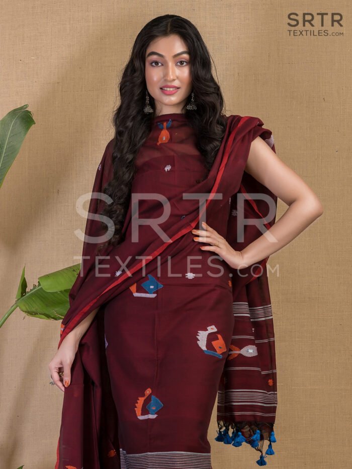 Cotton Unstitched Jamdani Suit Elegant 2-Piece Set