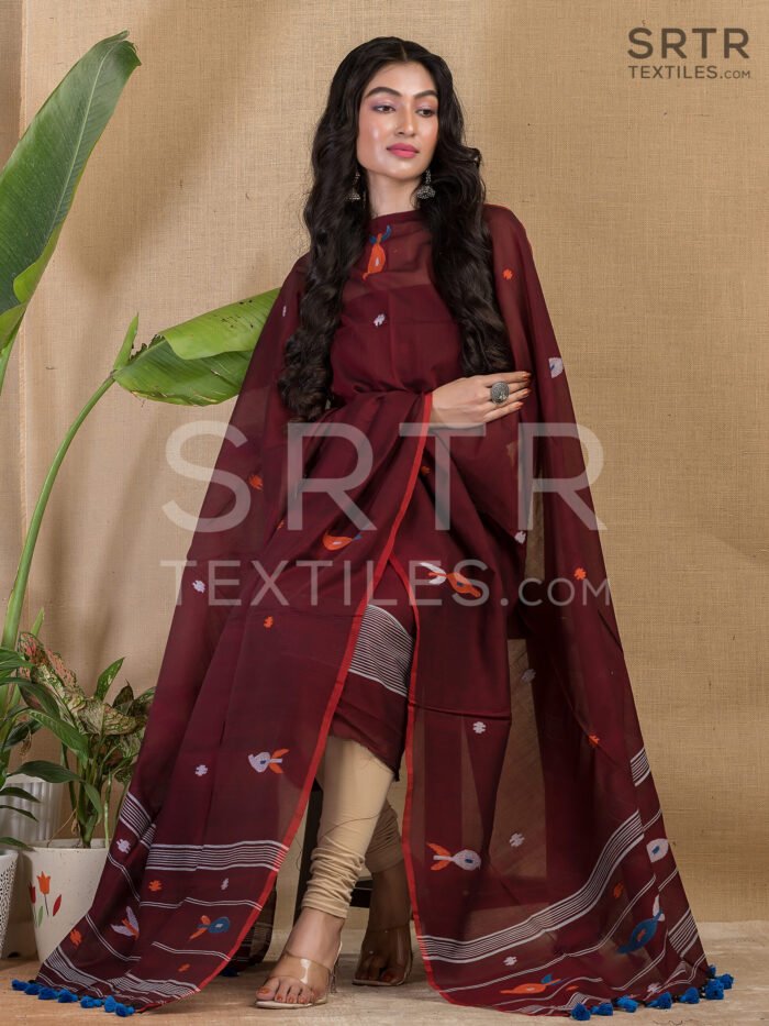 Cotton Unstitched Jamdani Suit Elegant 2-Piece Set
