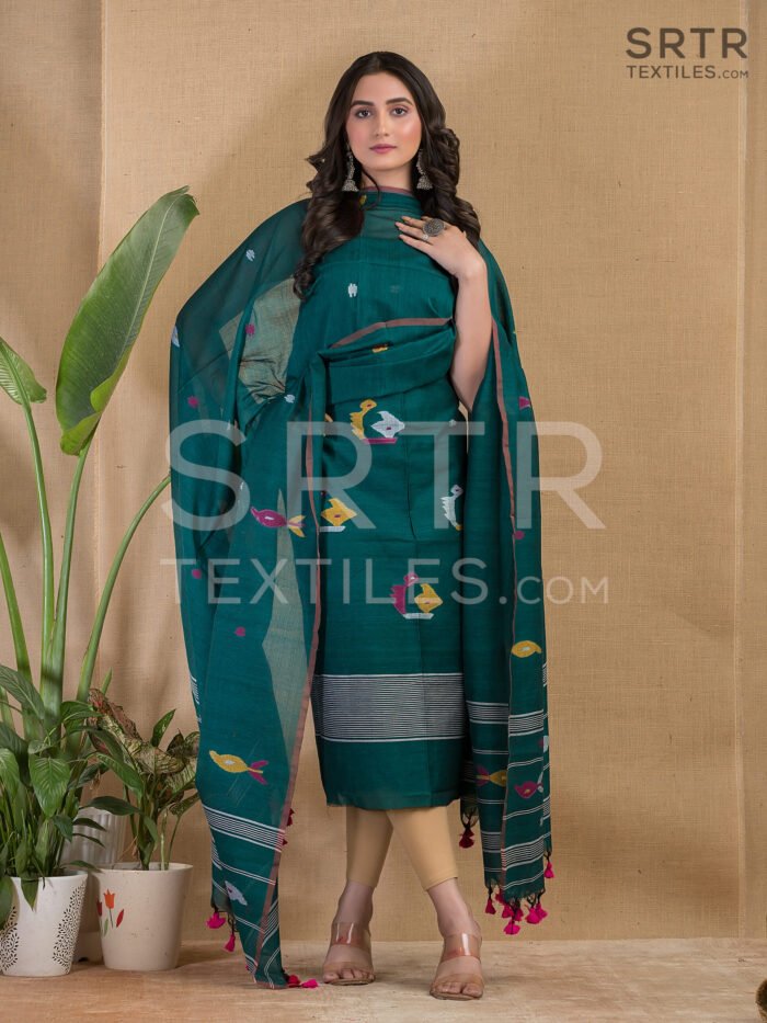 Alternative view of Pure Cotton Jamdani Suit (UNSTITCHED) – Elegant 2-Piece Set
